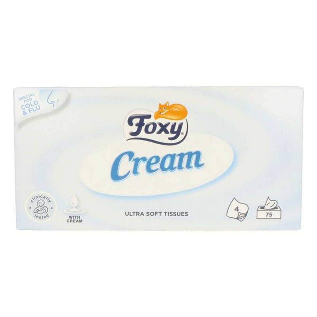 Mouchoirs en Papier Facial Cream Foxy Peaux sensibles (75 uds)