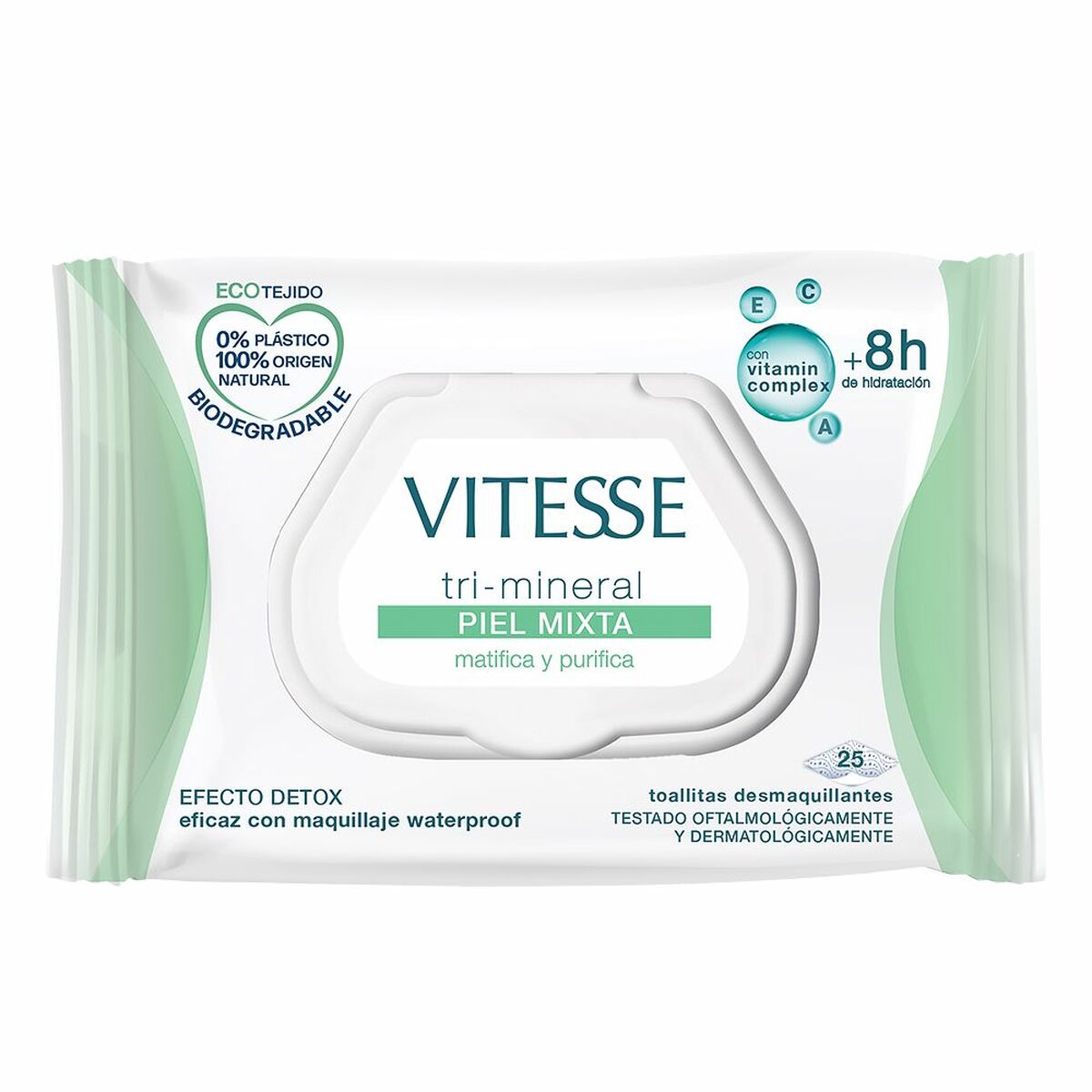 Lingettes démaquillantes Vitesse Tri-Mineral Peau mixte (25 Unités)