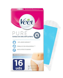 Bandes Épilatoire Corporelles Veet Bandas De Cera Peau sensible (16 Unités)