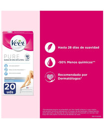 Bandes Épilatoire Corporelles Veet Peau sensible 20 Unités