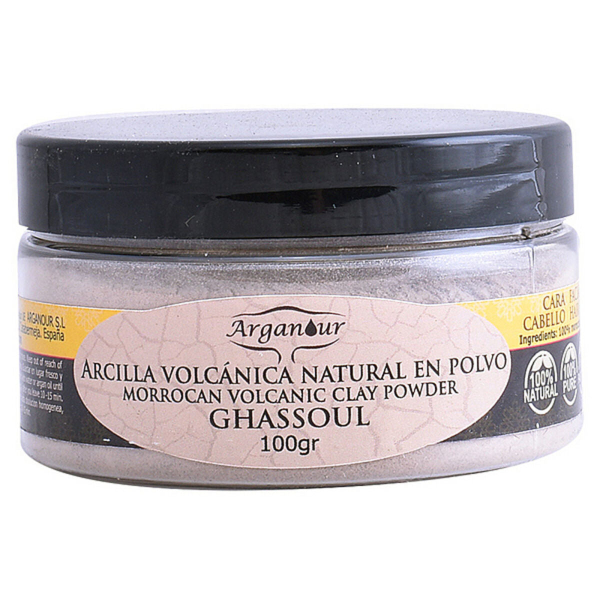 Masque d'Argile pour Visage et Cheveux Ghassoul Arganour (100 g)